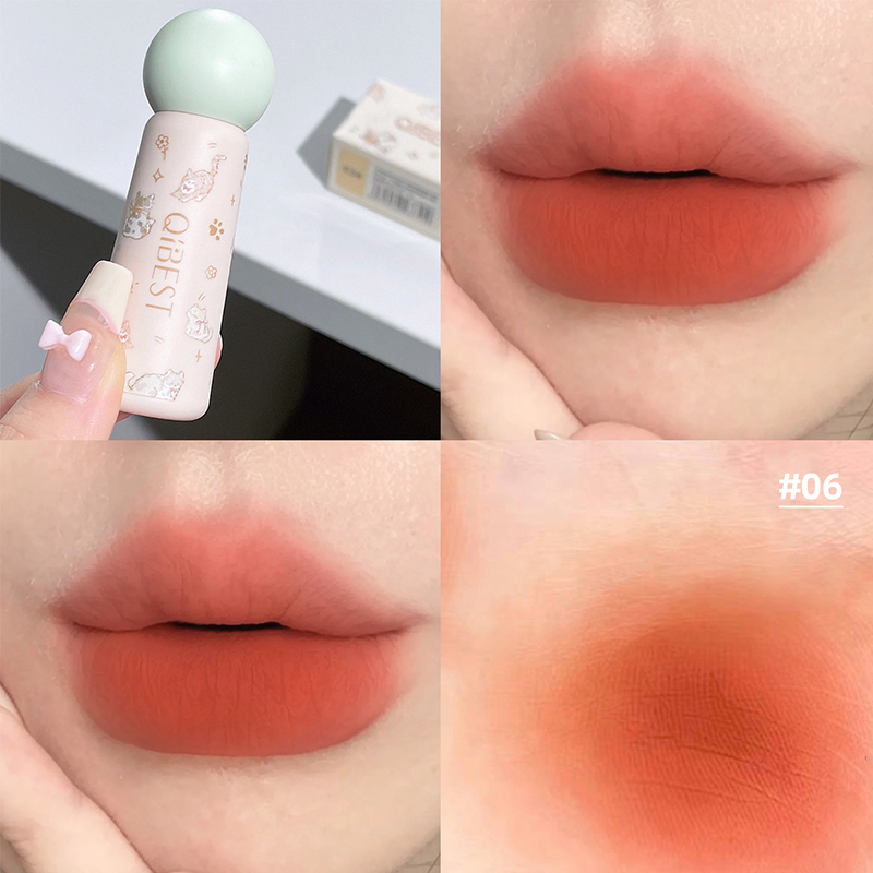 Matte Velvet Lip Tint Long Lasting - QIBEST mignon velours mat boue à